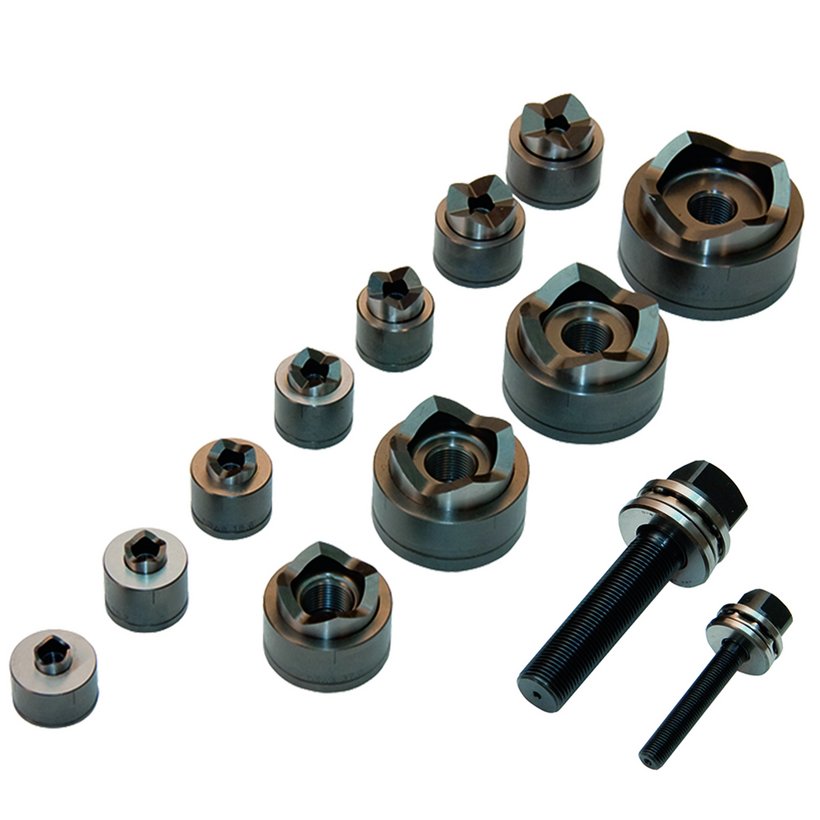 Jeu d’emporte-pièces ronds avec emporte-pièces de PG7 jusqu’à PG48 + ø 30,5 mm Jeu d’emporte-pièces ronds avec emporte-pièces de PG7 jusqu’à PG48 + ø 30,5 mm